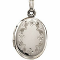 14K White Oval Locket